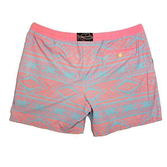 Chubbies Rad O Rama Swim Shorts Mens 2XL 5" Blue Pink Geometric Aztec - Picture 2 of 6